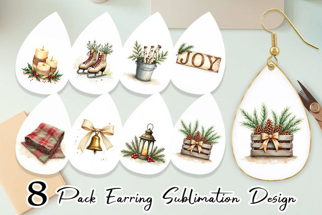 Earring Cozy Farmhouse Christmas Sublimation artnoy 
