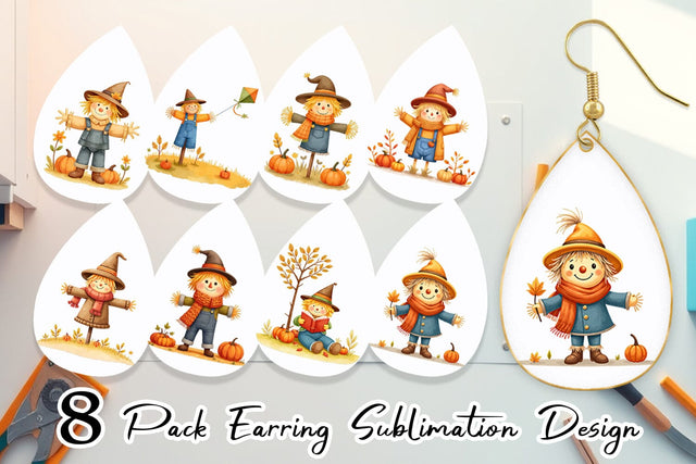 Earring Cozy Little Scarecrows Sublimation artnoy 