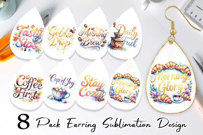 Earring Cozy Morning Coffee Quotes Sublimation artnoy 