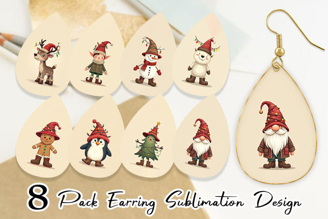 Earring Cozy Raggedy Christmas Sublimation artnoy 