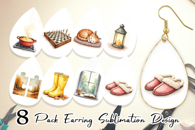 Earring Cozy Rainy Day Sublimation artnoy 