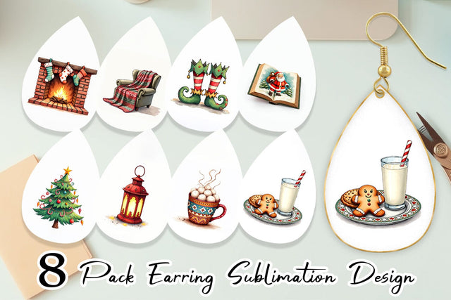 Earring Cozy Retro Christmas Sublimation artnoy 