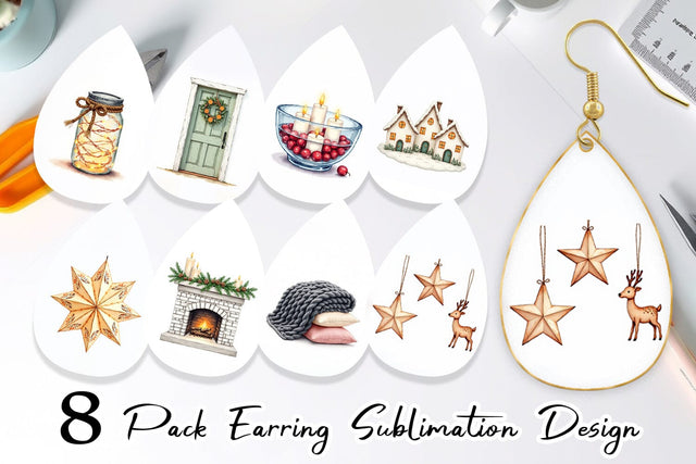 Earring Cozy Winter Home Decor Sublimation artnoy 