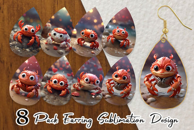 Earring Crab Valentine Sublimation artnoy 