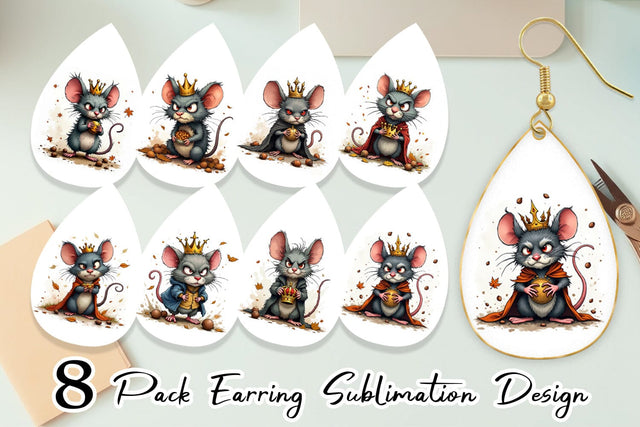 Earring Cranky Mouse King Mayhem Sublimation artnoy 