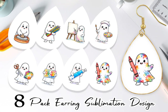 Earring Creative Art Teacher Ghost Sublimation artnoy 