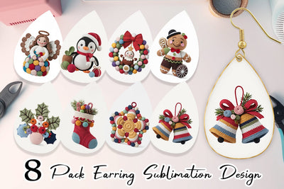 Earring Crochet Christmas Sublimation artnoy 