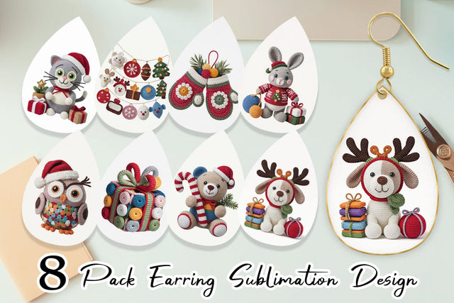 Earring Crochet Christmas Sublimation artnoy 