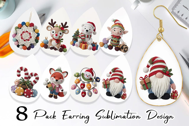 Earring Crochet Christmas Sublimation artnoy 