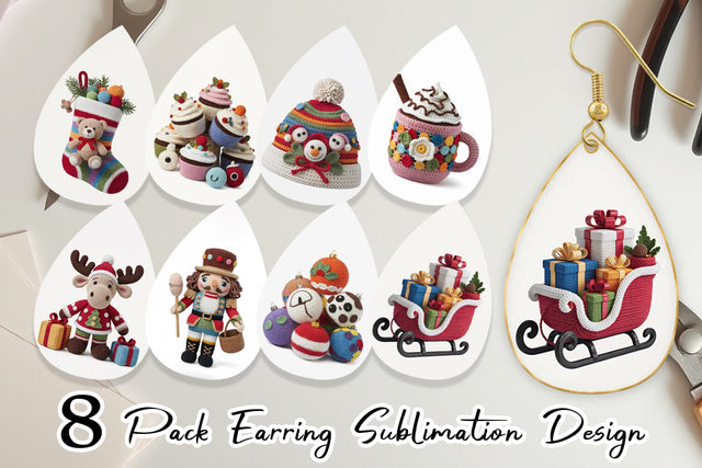 Earring Crochet Christmas Sublimation artnoy 