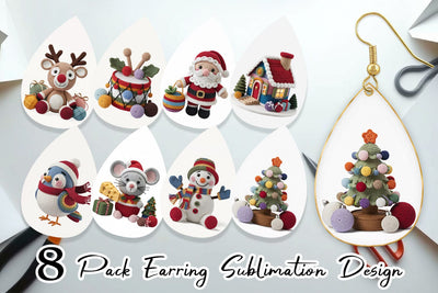 Earring Crochet Christmas Sublimation artnoy 
