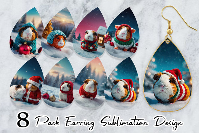 Earring Crochet Guinea Pig Sublimation artnoy 