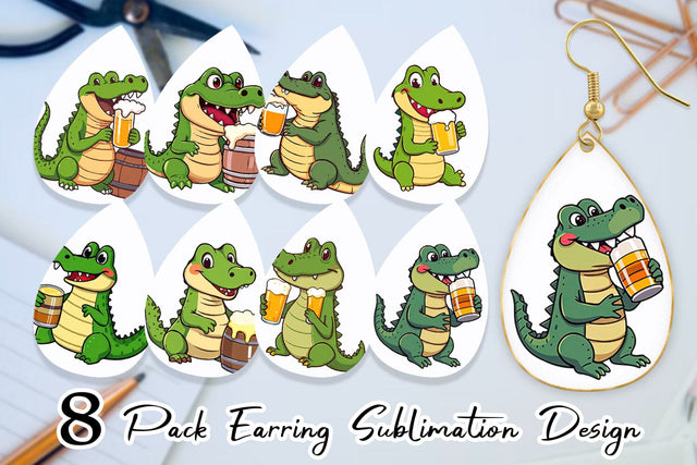 Earring Crocodile Beer Day Sublimation artnoy 