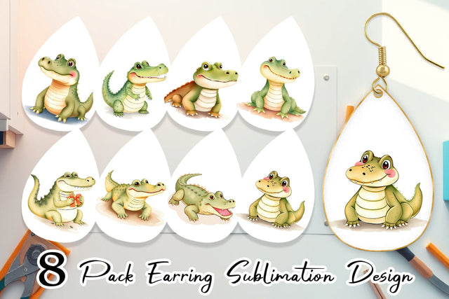 Earring Crocodile Wildlife Sublimation artnoy 