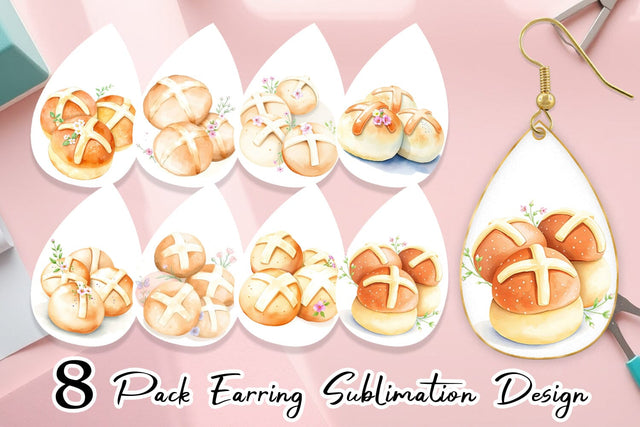 Earring Cross Buns Sublimation artnoy 