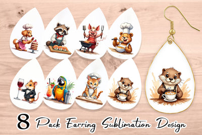 Earring Culinary Cuties Professional Animal Chefs Sublimation artnoy 