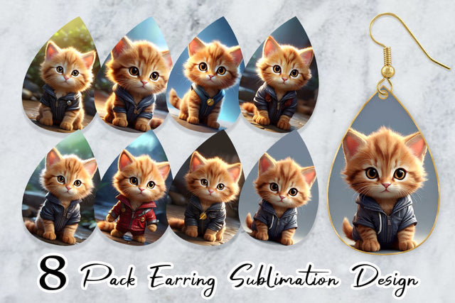 Earring Cute Baby Cat Sublimation artnoy 