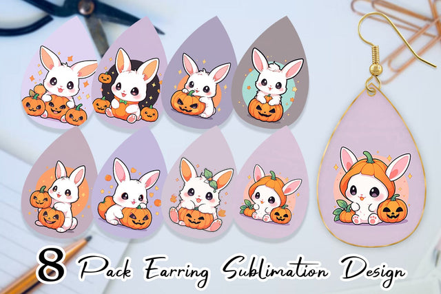 Earring Cute Bunny Halloween Sublimation artnoy 
