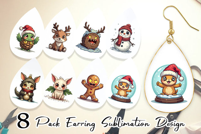 Earring Cute Christmas Characters Sublimation artnoy 