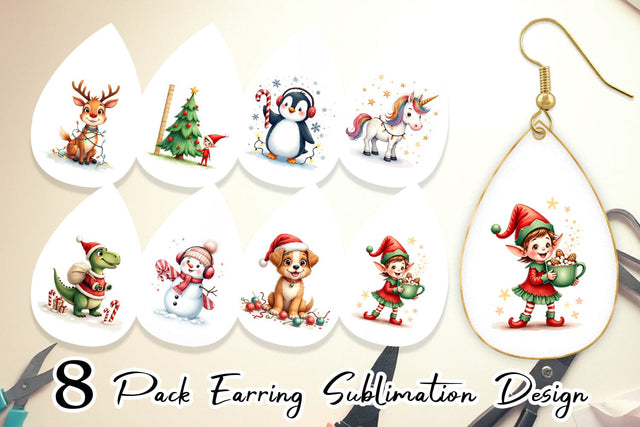 Earring Cute Christmas Crew Sublimation artnoy 
