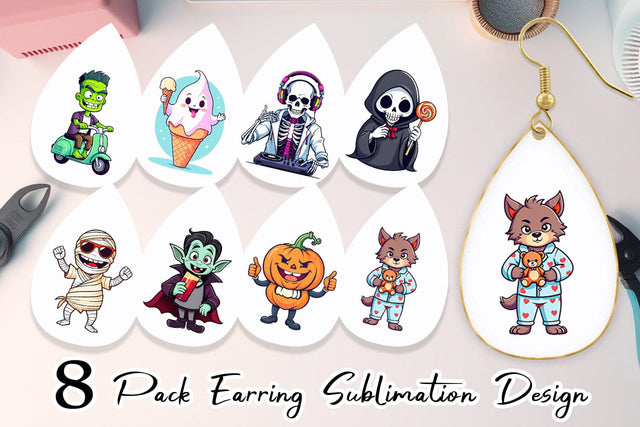 Earring Cute Creepy Characters Sublimation artnoy 