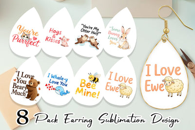Earring Cute Critter Valentine's Quotes Sublimation artnoy 