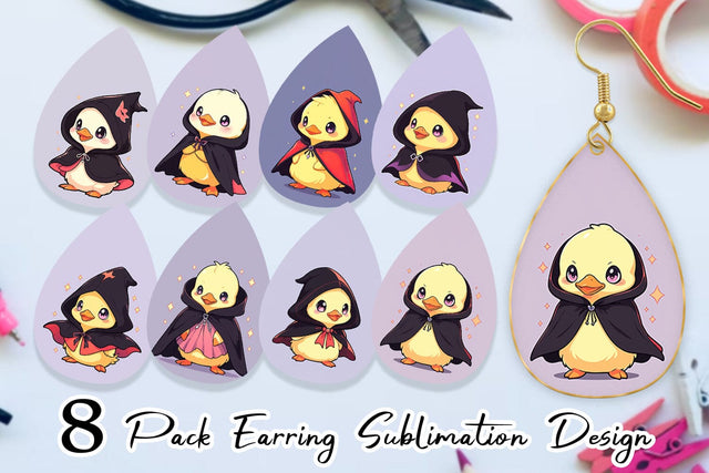 Earring Cute Duck Halloween Sublimation artnoy 