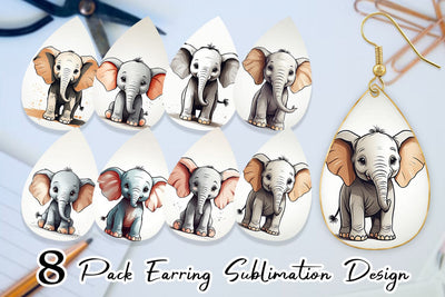 Earring Cute Elephant Sublimation artnoy 