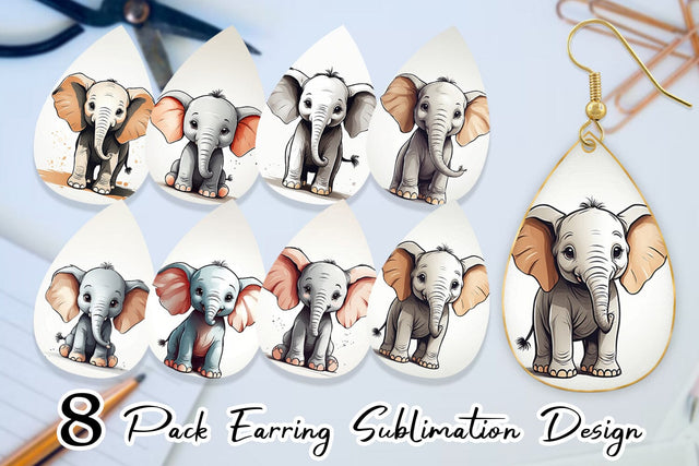 Earring Cute Elephant Sublimation artnoy 