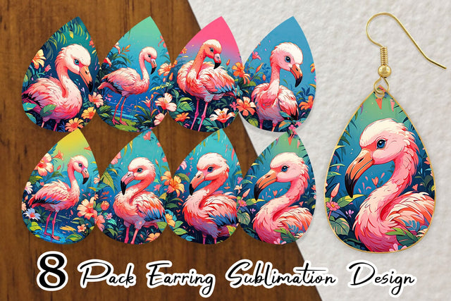Earring Cute Flamingo Sublimation artnoy 