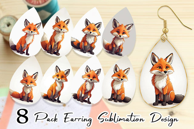 Earring Cute Fox Sublimation artnoy 