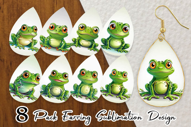 Earring Cute Frog Sublimation artnoy 