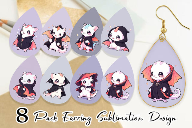 Earring Cute Gecko Halloween Sublimation artnoy 