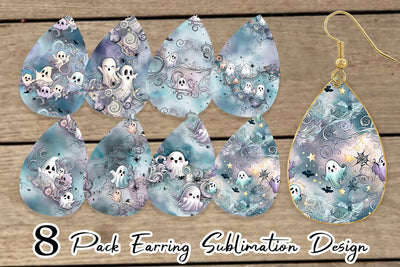 Earring Cute Ghost Pattern Sublimation artnoy 