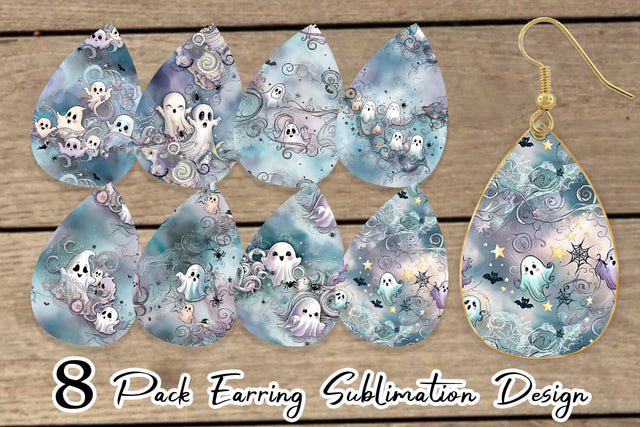 Earring Cute Ghost Pattern Sublimation artnoy 