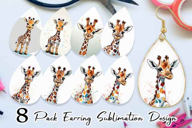 Earring Cute Giraffe Sublimation artnoy 