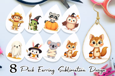 Earring Cute Halloween Animals Sublimation artnoy 