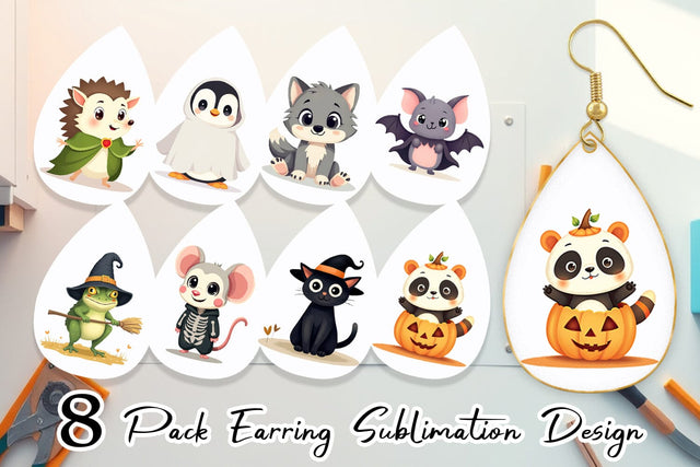 Earring Cute Halloween Animals Sublimation artnoy 