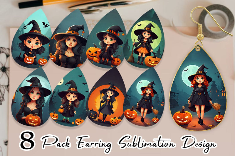Earring Cute Halloween Witch Sublimation artnoy 