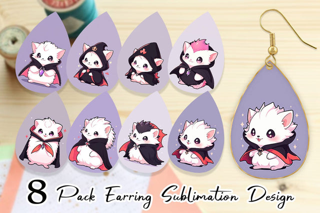 Earring Cute Hedgehog Halloween Sublimation artnoy 