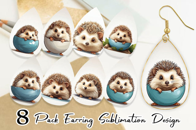 Earring Cute Hedgehog Sublimation artnoy 