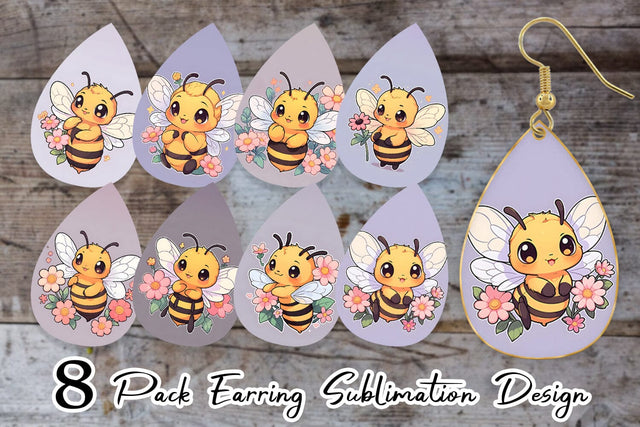 Earring Cute Honey Bee Sublimation artnoy 