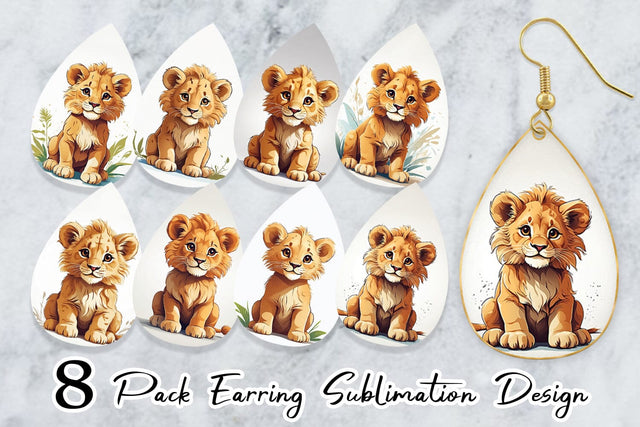 Earring Cute Lion Sublimation artnoy 
