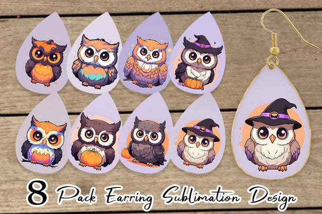 Earring Cute Owl Illustration Sublimation artnoy 