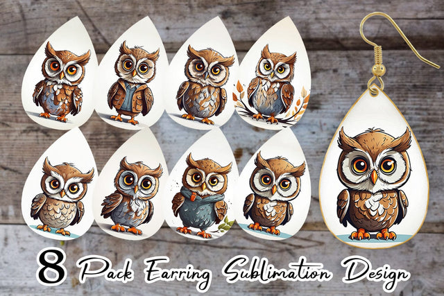 Earring Cute Owl Sublimation artnoy 