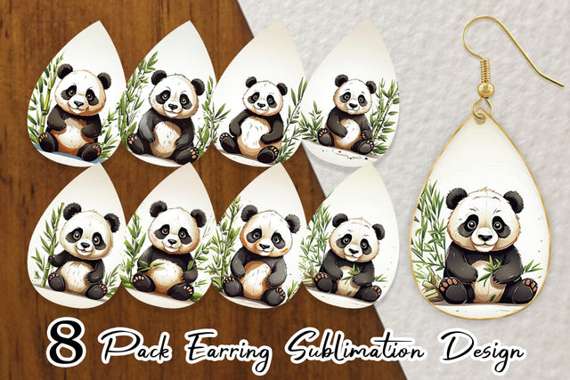 Earring Cute Panda Sublimation artnoy 
