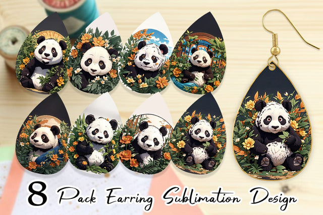 Earring Cute Panda Sublimation artnoy 