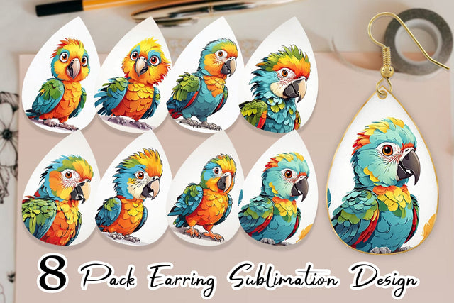 Earring Cute Parrot Sublimation artnoy 