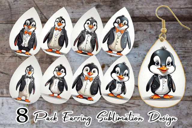 Earring Cute Penguin Sublimation artnoy 