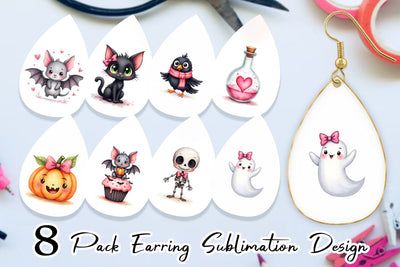 Earring Cute Pink Halloween Sublimation artnoy 